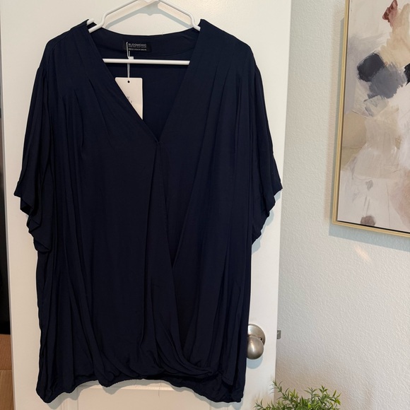 Bloomchic Navy V-Neck Draped Women's Top Size 22-24 - Picture 2 of 7